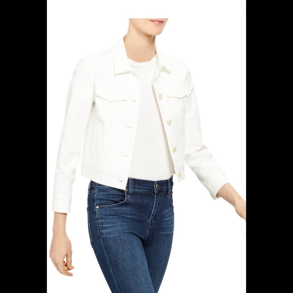 Hollister White Cropped Jacket Size M